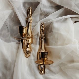 BRASS SCONCE CANDLE HOLDER SET